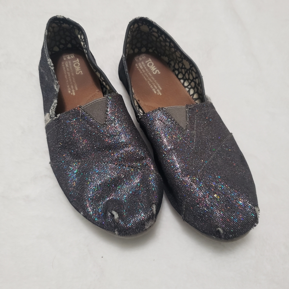 Toms Slip On Sparkly Glitter Multicolor Flat Shoes
